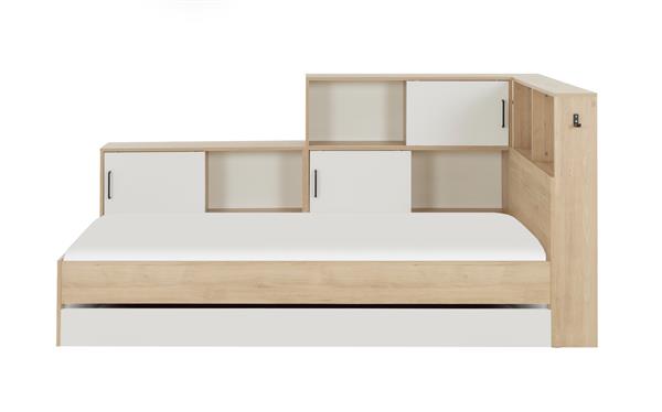 Grote foto erwin 1 persoonsbed met kastjes en lade naturel wit gami antiek en kunst stoelen en banken