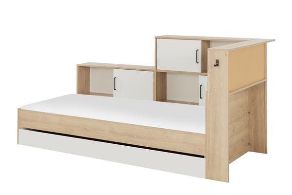 Grote foto erwin 1 persoonsbed met kastjes en lade naturel wit gami antiek en kunst stoelen en banken
