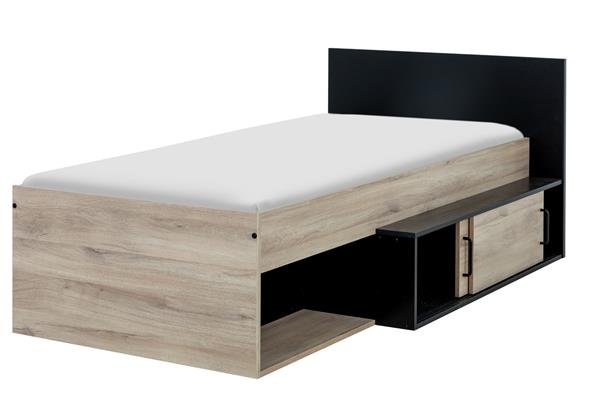Grote foto erquy 1 persoonsbed blank eiken zwart gami antiek en kunst stoelen en banken