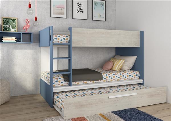 Grote foto jules stapelbed met slaaplade 90x200 blauw trasman huis en inrichting bedden