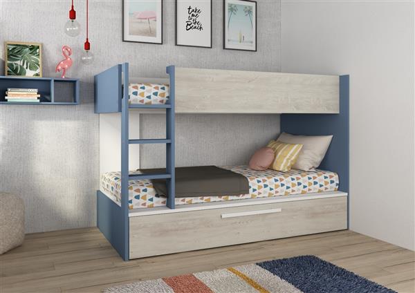 Grote foto jules stapelbed met slaaplade 90x200 blauw trasman huis en inrichting bedden