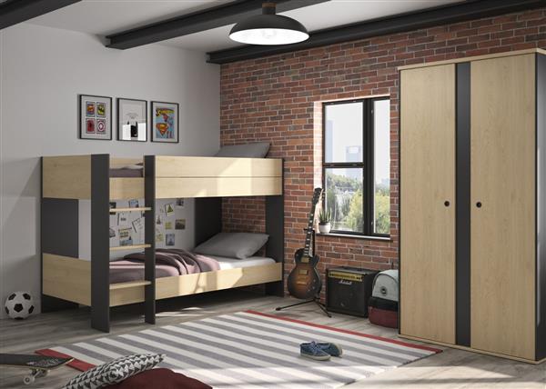Grote foto duplex stapelbed 90x200 naturel zwart gami huis en inrichting bedden