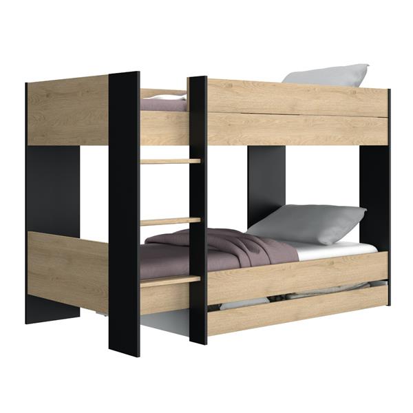 Grote foto duplex stapelbed 90x200 naturel zwart gami huis en inrichting bedden