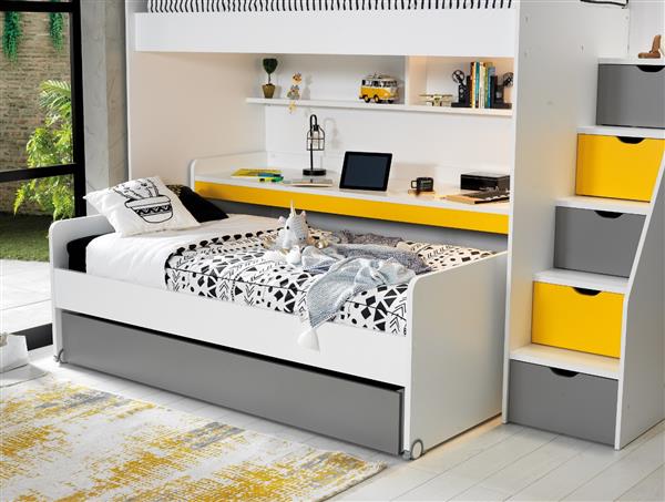 Grote foto neo stapelbed met bedlade wit geel almila kinderen en baby complete kinderkamers