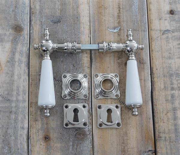 Grote foto deur set voor antieke deuren nikkel keramiek deurknoppen retro design antiek doe het zelf en verbouw materialen en producten