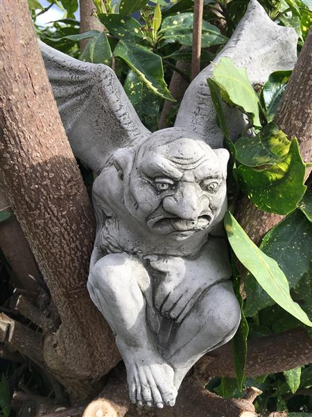 Grote foto gargoyle demonen verdrijver vol steen wanddeco tuin en terras tuindecoratie