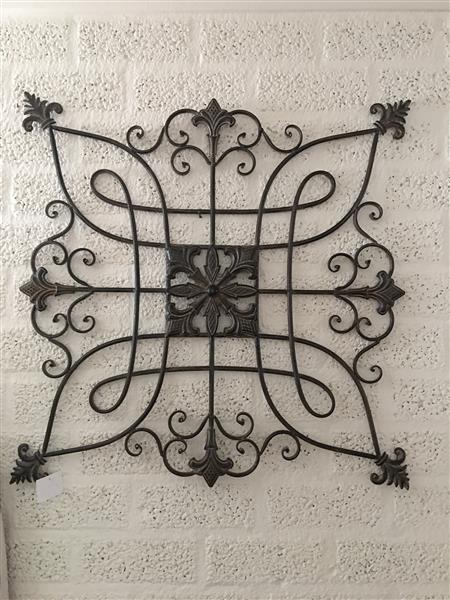 Grote foto decoratief wandornament metaal bruin tuin en terras tuindecoratie
