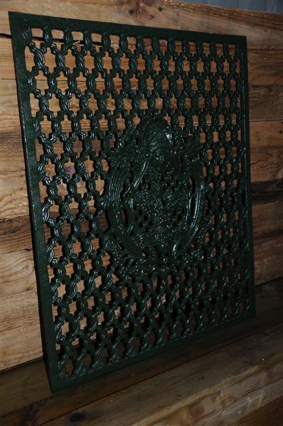 Grote foto deurrooster groen gietijzer wandornament tuin en terras tuindecoratie