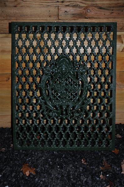 Grote foto deurrooster groen gietijzer wandornament tuin en terras tuindecoratie