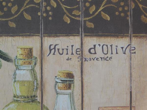 Grote foto nostalgisch decoratief bord italiaanse olijfolie foto als muurschildering huis en inrichting woningdecoratie