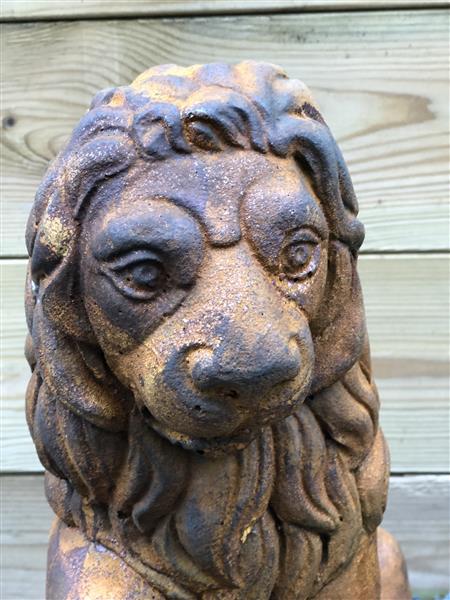 Grote foto zittende oxide leeuw vol oxide steen s super mooi tuin en terras tuindecoratie