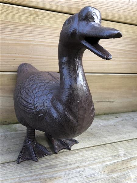 Grote foto beeld eend gietijzer bruin tuin en terras tuindecoratie