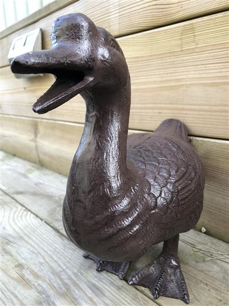 Grote foto beeld eend gietijzer bruin tuin en terras tuindecoratie