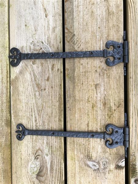 Grote foto set deur scharnieren heng antieke decoratie op b.v. kisten houten deur poorten ijzer 30 cm. doe het zelf en verbouw materialen en producten
