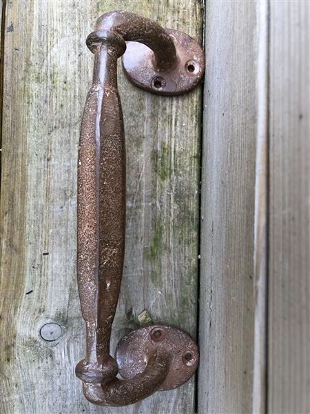 Grote foto deurgreep round base van massief ijzer groot rust bruin gecoat. doe het zelf en verbouw materialen en producten