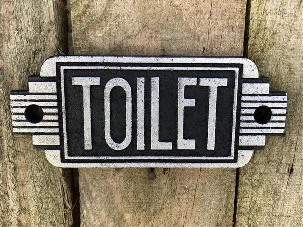 Grote foto bordje cast iron sign toilet voor de deur doe het zelf en verbouw materialen en producten