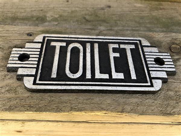Grote foto bordje cast iron sign toilet voor de deur doe het zelf en verbouw materialen en producten