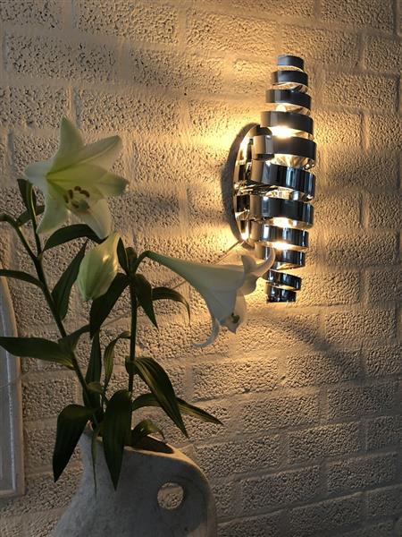 Grote foto wandlamp chrome nikkel super mooi en apart tuin en terras verlichting