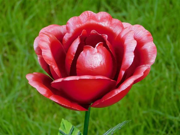 Grote foto handgemaakte roos tuinsteker 85 cm metaal tuin en terras tuindecoratie