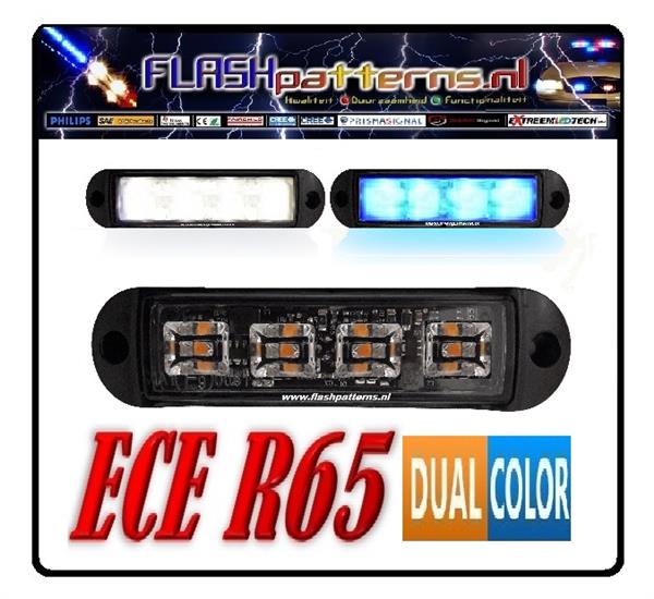 Grote foto c4 cobra led flitser dual colour ecer65 hoog intensiteit leds amber blauw of blauw wit auto onderdelen overige auto onderdelen