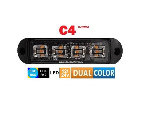 Grote foto c4 cobra led flitser dual colour ecer65 hoog intensiteit leds amber blauw of blauw wit auto onderdelen overige auto onderdelen