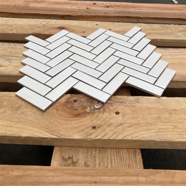 Grote foto tmf paris pahm140 white mat 2 3x7 3 herringbone 24 7x31 8cm doe het zelf en verbouw tegels
