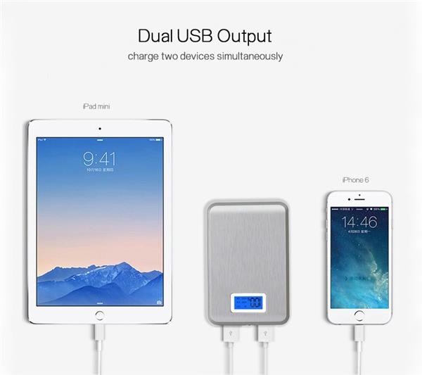 Grote foto 100 10400 mah powerbank met led indicatie led lamp luxurious silver telecommunicatie opladers en autoladers