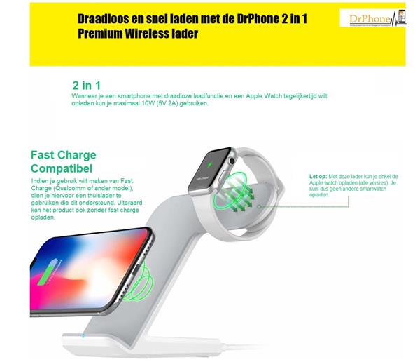 Grote foto drphone legend20 2 in 1 pro wireless charge dock draadloze oplader geschikt voor apple watch telecommunicatie opladers en autoladers