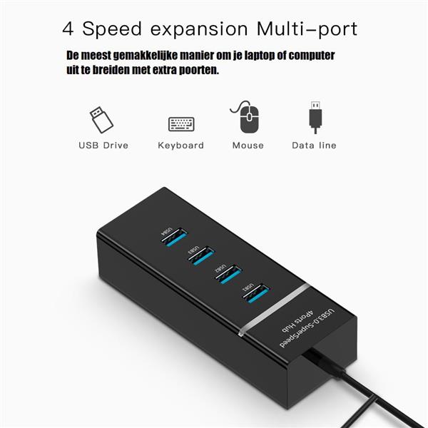 Grote foto drphone xtreme 4 poort 5gbps usb 3.0 hub splitter computer notebook laptop windows mac os linu computers en software overige computers en software