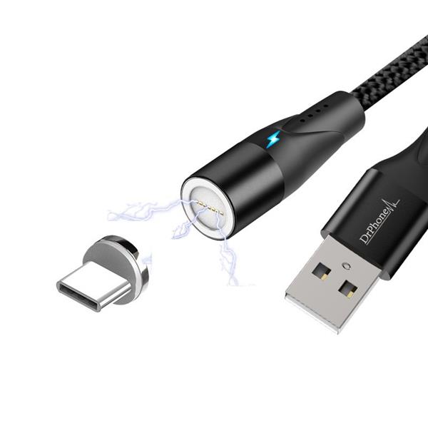 Grote foto drphone magnetische 360 type c 3a usb c kabel snel opladen dataoverdracht met led indicator telecommunicatie opladers en autoladers