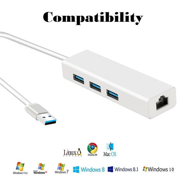 Grote foto drphone ea2 usb 3.0 hub met rj45 gigabit ethernet lan adapter 10 100 1000m gigabit met 3 poorten computers en software overige computers en software