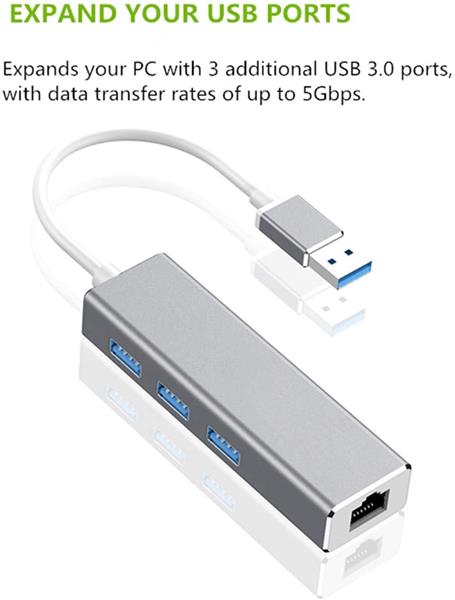 Grote foto drphone ea2 usb 3.0 hub met rj45 gigabit ethernet lan adapter 10 100 1000m gigabit met 3 poorten computers en software overige computers en software