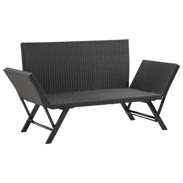 Grote foto vidaxl tuinbank met kussens 176 cm poly rattan zwart tuin en terras tuinmeubelen