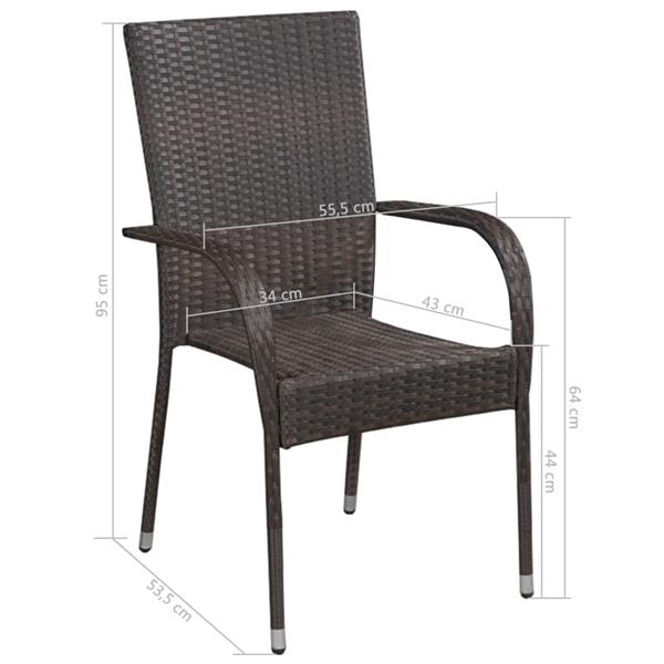 Grote foto vidaxl tuinstoelen stapelbaar 2 st poly rattan bruin tuin en terras tuinmeubelen