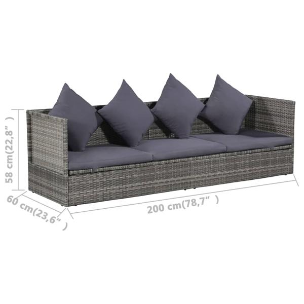 Grote foto vidaxl tuinbed 200x60 cm poly rattan grijs tuin en terras tuinmeubelen