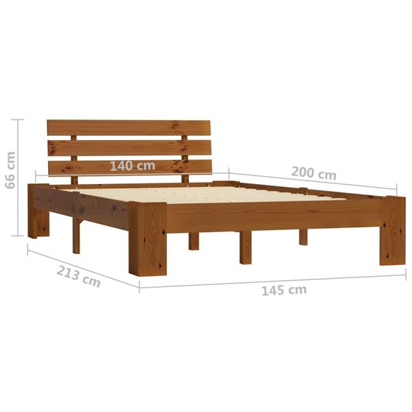 Grote foto vidaxl bedframe massief grenenhout honingbruin 140x200 cm antiek en kunst stoelen en banken