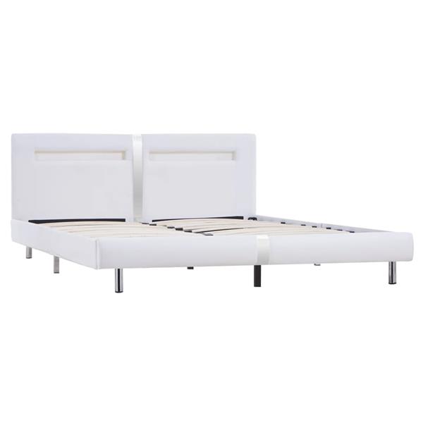 Grote foto vidaxl bedframe met led kunstleer wit 180x200 cm antiek en kunst stoelen en banken