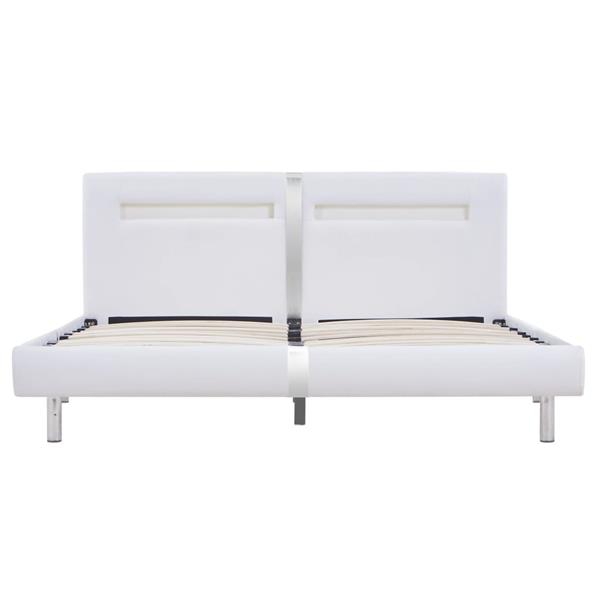 Grote foto vidaxl bedframe met led kunstleer wit 180x200 cm antiek en kunst stoelen en banken