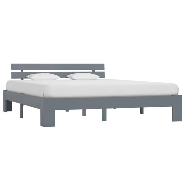 Grote foto vidaxl bedframe massief grenenhout grijs 180x200 cm antiek en kunst stoelen en banken