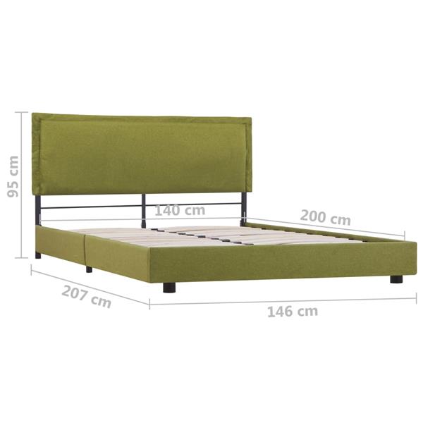 Grote foto vidaxl bedframe stof groen 140x200 cm antiek en kunst stoelen en banken