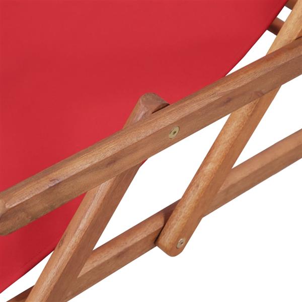 Grote foto vidaxl strandstoel inklapbaar stof en houten frame rood tuin en terras tuinmeubelen