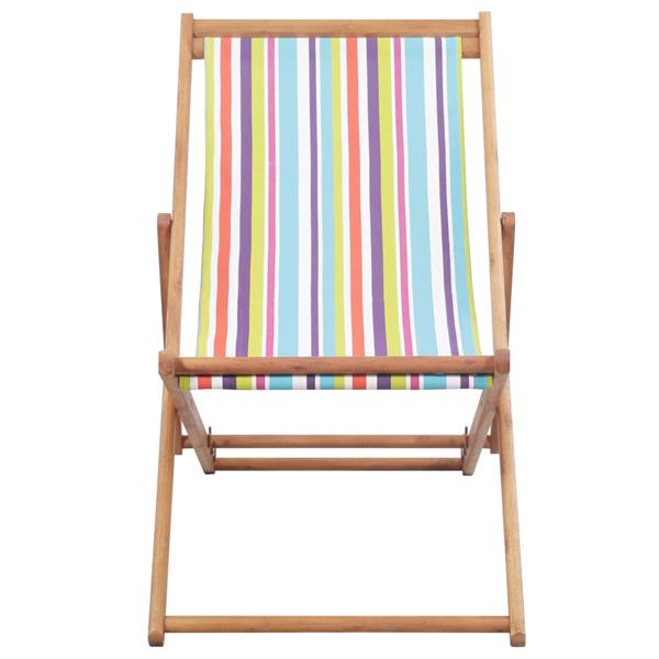 Grote foto vidaxl strandstoel inklapbaar stof en houten frame meerkleurig tuin en terras tuinmeubelen