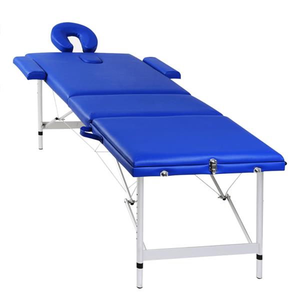 Grote foto vidaxl inklapbare massagetafel 3 zones met aluminium frame blauw beauty en gezondheid massage