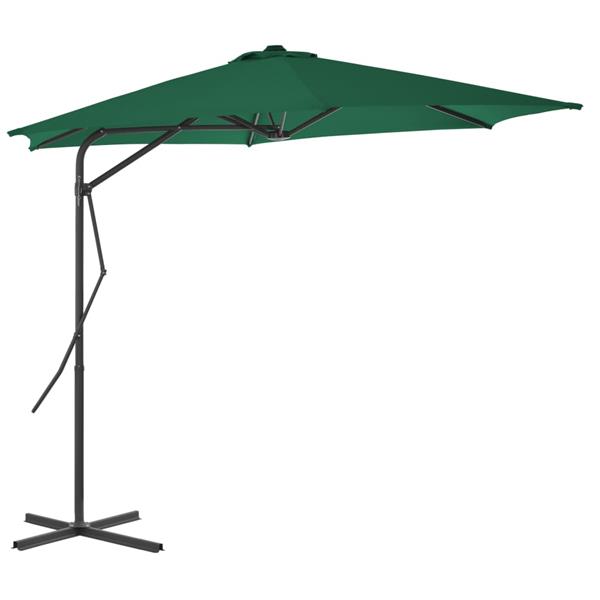 Grote foto vidaxl parasol met stalen paal 300 cm groen tuin en terras overige tuin en terras