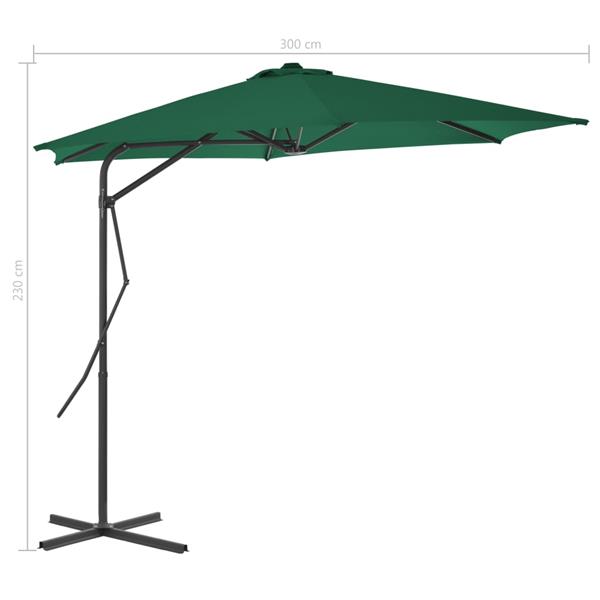 Grote foto vidaxl parasol met stalen paal 300 cm groen tuin en terras overige tuin en terras