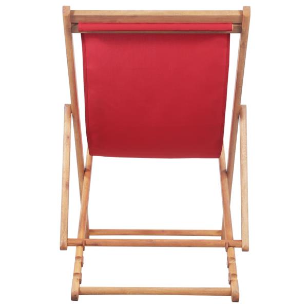 Grote foto vidaxl strandstoel inklapbaar stof en houten frame rood tuin en terras tuinmeubelen