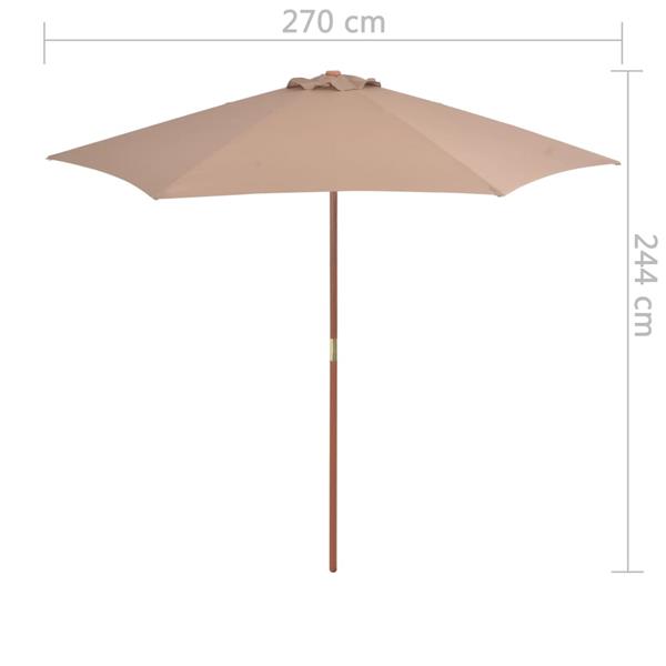 Grote foto vidaxl parasol met houten paal 270 cm taupe tuin en terras overige tuin en terras