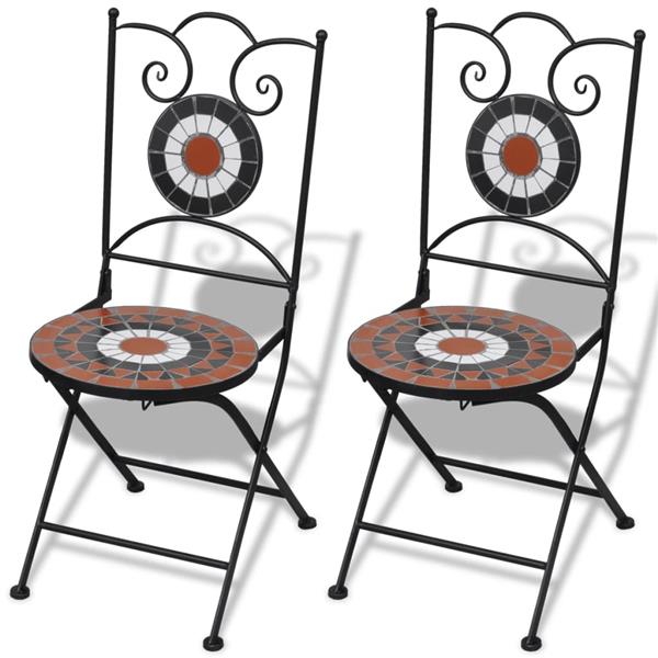 Grote foto vidaxl bistrostoelen inklapbaar 2 st keramiek terracottakleurig en wit tuin en terras tuinmeubelen