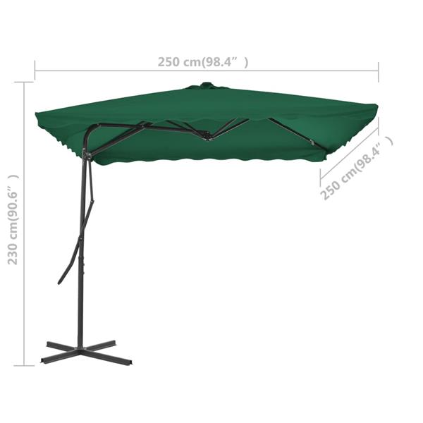 Grote foto vidaxl parasol met stalen paal 250x250 cm groen tuin en terras overige tuin en terras