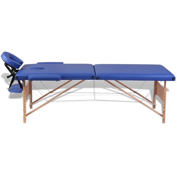 Grote foto vidaxl inklapbare massagetafel 2 zones met houten frame blauw beauty en gezondheid massage